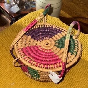 Multicolor Woven Basket Native American Mexican